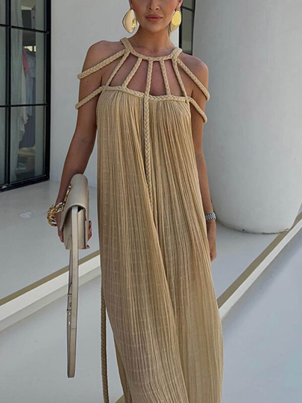 Draped Braids Cover Up Maxi Dress - Image 3