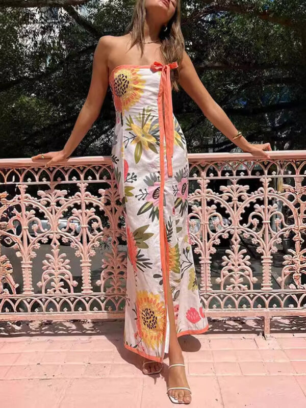 Summer Sexy Split Wrap Printed Dresses - Image 2