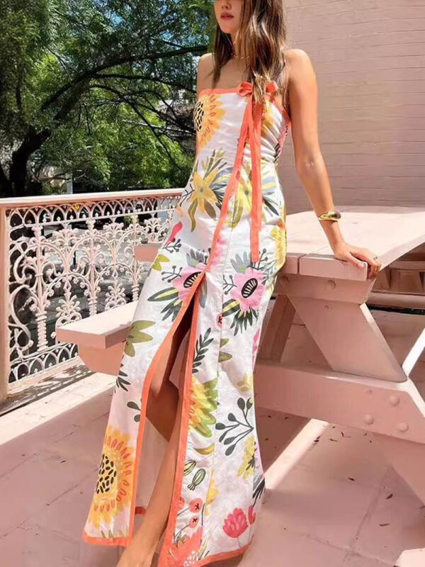 Summer Sexy Split Wrap Printed Dresses - Image 3