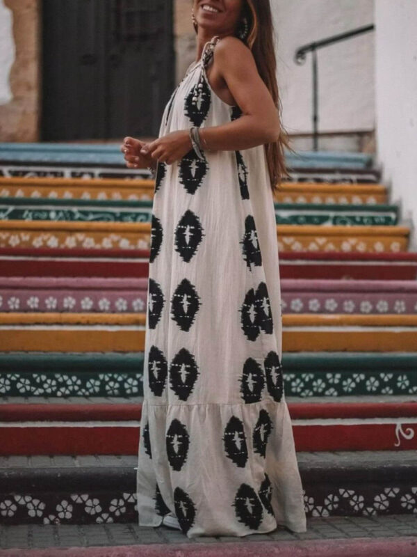 Sunshine Ethnic Print One Shoulder Loose Maxi Dress - Image 7