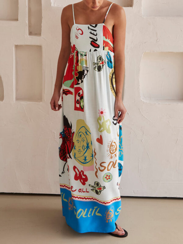 Refined Sensation Satin Unique Print Maxi Dress - Image 3