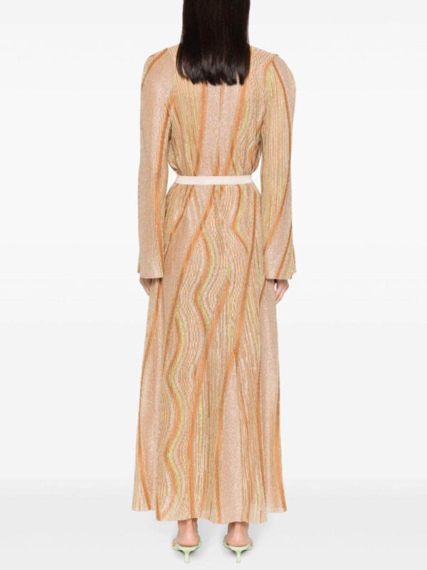 Loose Wave-Striped Printed Cardigan Maxi Dress - Image 4