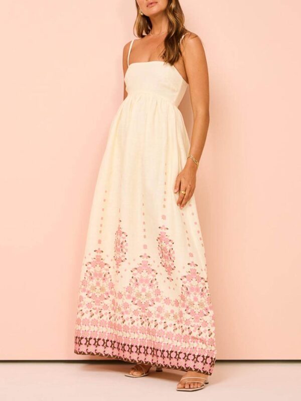 Ethnic Print Halter Cream Extra Maxi Dress - Image 3