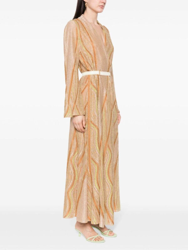 Loose Wave-Striped Printed Cardigan Maxi Dress - Image 3