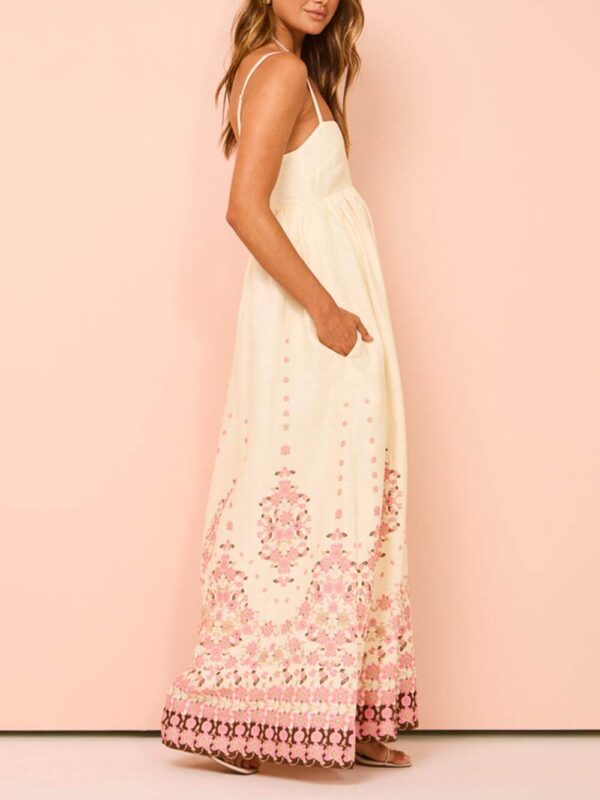 Ethnic Print Halter Cream Extra Maxi Dress - Image 4