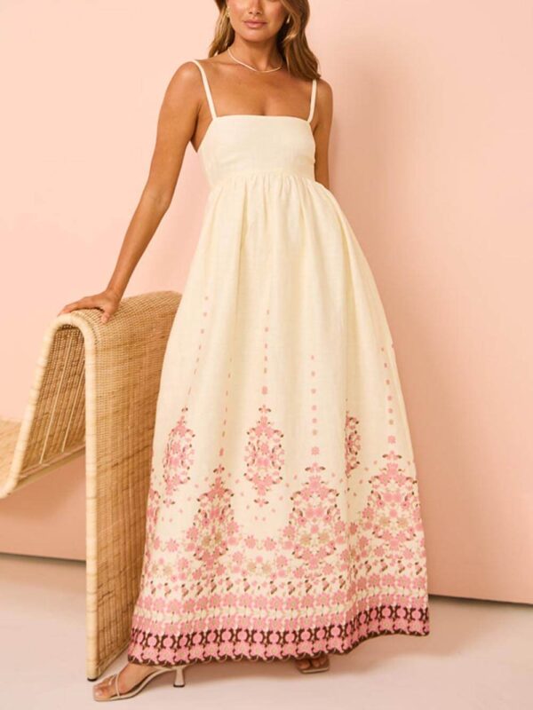 Ethnic Print Halter Cream Extra Maxi Dress - Image 2