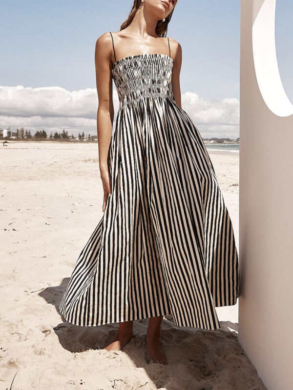 Sophistication Unique Stripe Pleated Maxi Dress - Image 2