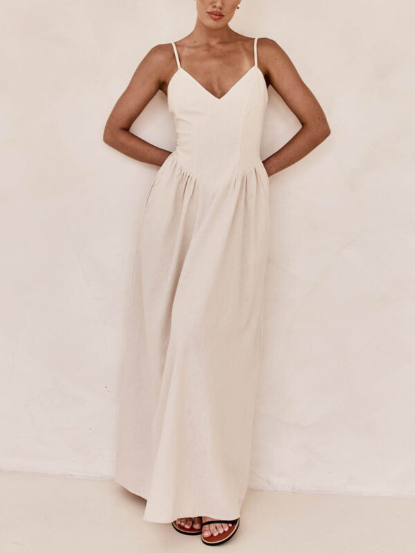 Sunset Suspender Pleated Panel Sleeveless Maxi Dress - Image 3