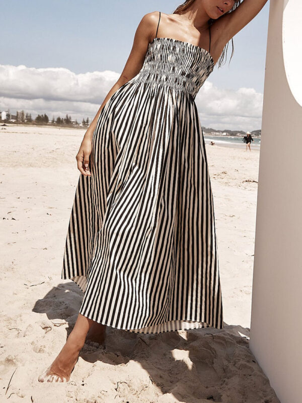 Sophistication Unique Stripe Pleated Maxi Dress - Image 3