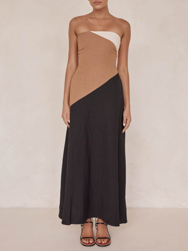 Asymmetrical Color-Blocked Maxi Dress - Image 4