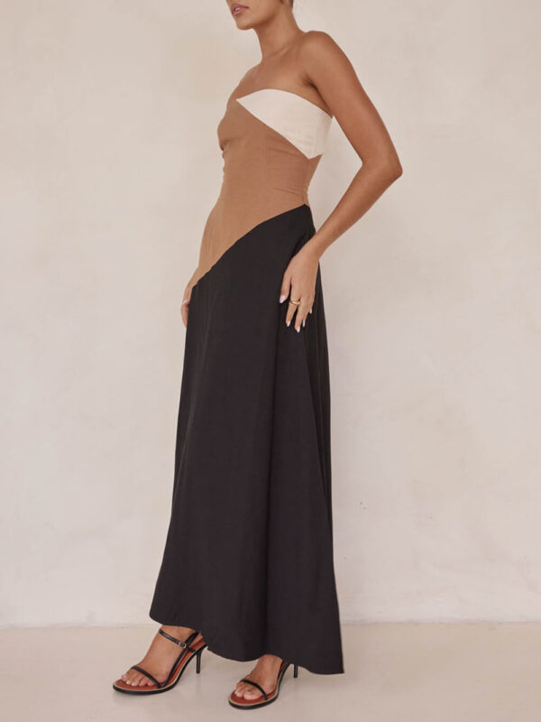 Asymmetrical Color-Blocked Maxi Dress - Image 2