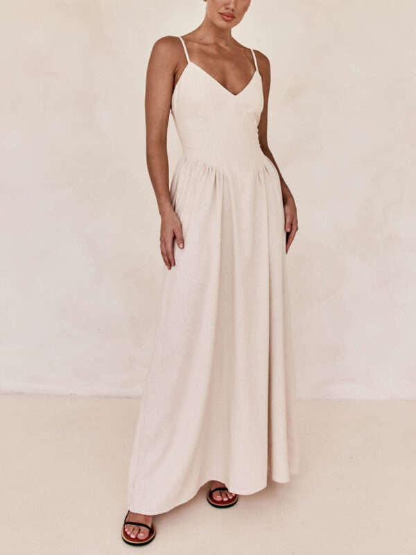 Sunset Suspender Pleated Panel Sleeveless Maxi Dress - Image 4