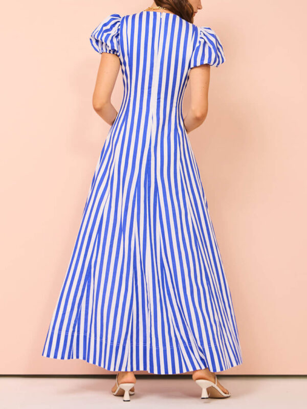 Bubble Sleeve In Stripe Wavy Maxi Dress - Image 5