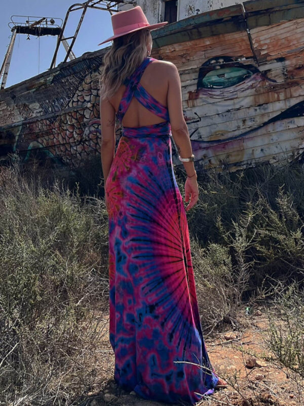 Printed Sleeveless V-Neck Maxi Dress - Image 5