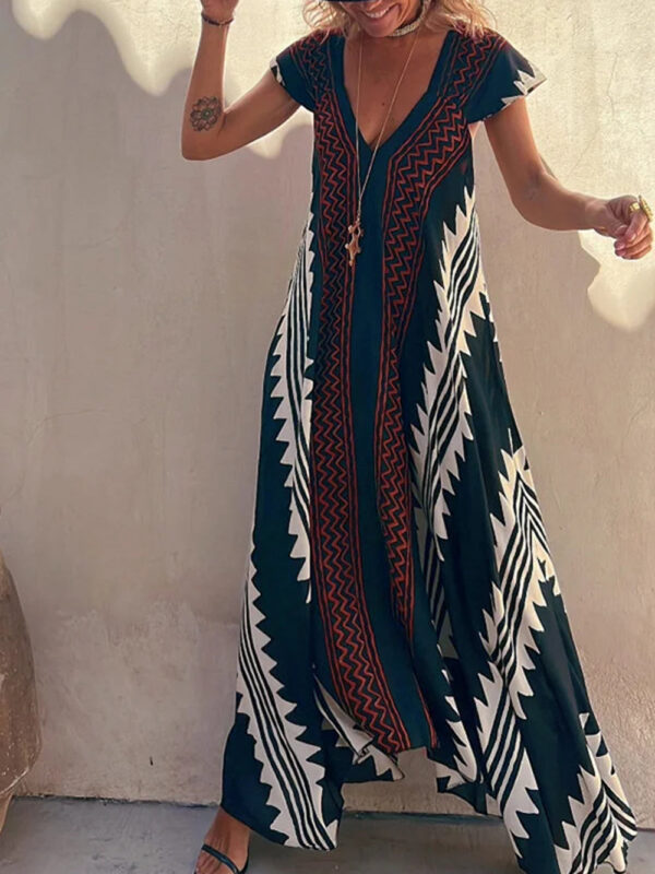 Shannon Bohemian Aztec Print Maxi Dress - Image 4