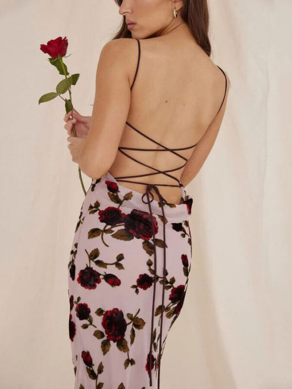 Rose Backless Maxi Dress - Image 3