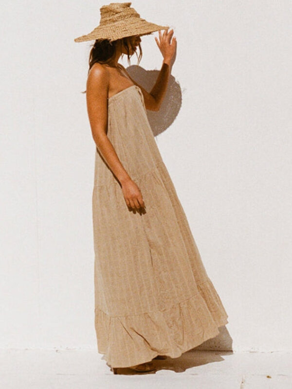 Drawstring Draped Holiday Style Dress - Image 3